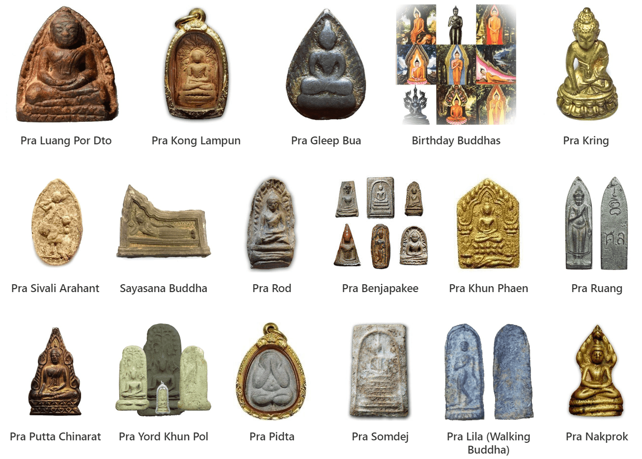 Budddha Amulet Types 1 